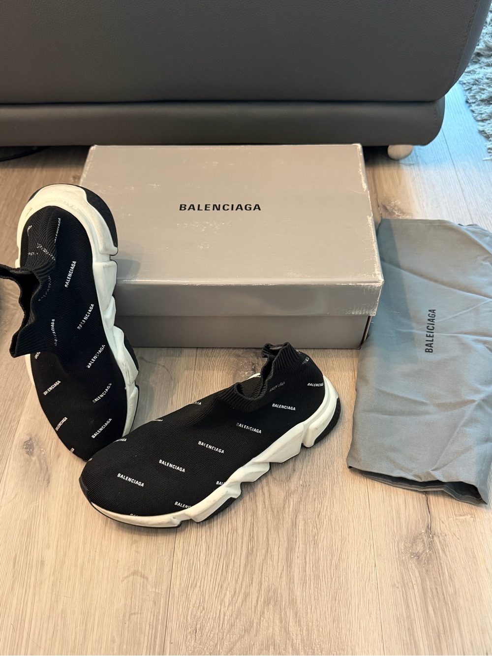Balenciaga Black and White Tess Sock Sneaker